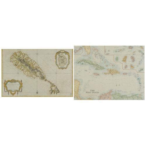 2822 - Two antique hand coloured maps comprising The West Indies by G H Swanston and a French example title... 