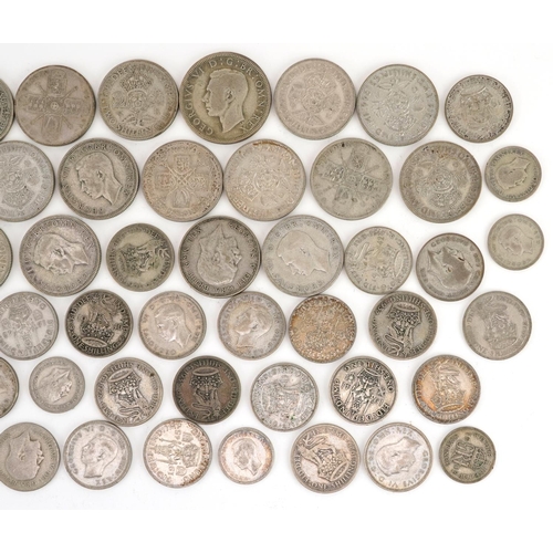 2550 - British pre decimal, pre 1947 coinage including two shillings, 390g