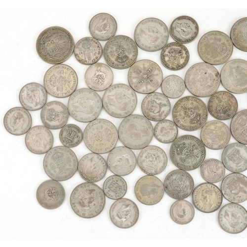 2545 - British pre decimal, pre 1947 coinage including two shillings, 470g