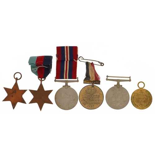 2400 - Four British military World War II medals and two commemorative examples