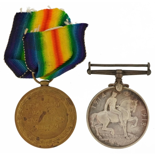 2390 - Two British military World War I medals comprising Victory medal awarded to L-11200PTE.S.C.L.GINGELL... 