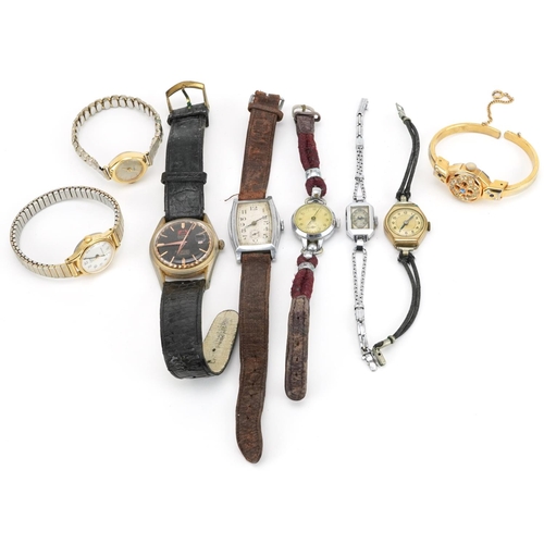 3955 - Vintage and later ladies and gentlemen's wristwatches including a military interest trench type exam... 