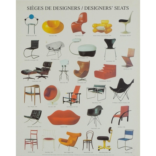 309 - Designer's Seats, mid century style poster published The YVY Press Limited, offset printed in France... 