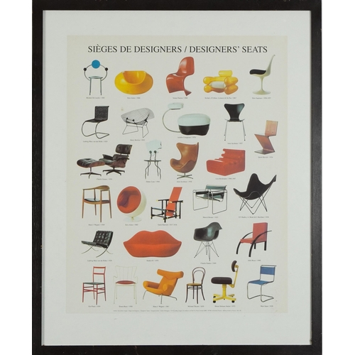 309 - Designer's Seats, mid century style poster published The YVY Press Limited, offset printed in France... 