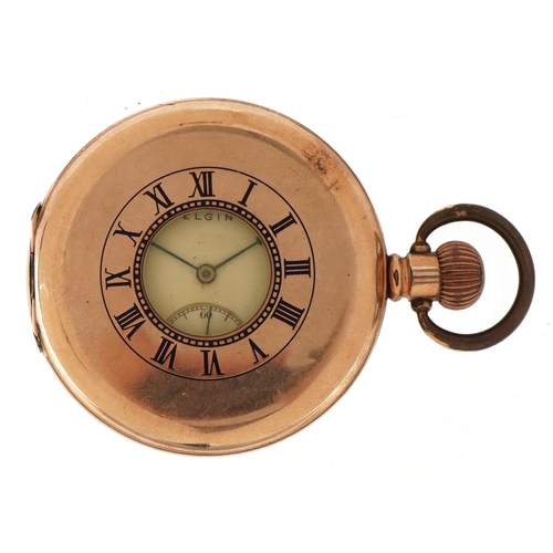 3934 - Elgin, gentlemen's gold plated half hunter pocket watch, numbered 14366071 to the movement, 50mm in ... 