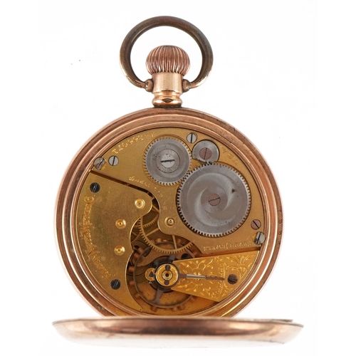 3934 - Elgin, gentlemen's gold plated half hunter pocket watch, numbered 14366071 to the movement, 50mm in ... 