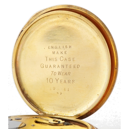 3932 - Vintage gentlemen's Thomas Russell gold plated full hunter pocket watch and an Omega Amida chronogra... 