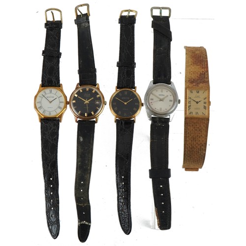 3959 - Five vintage and later gentlemen's wristwatches comprising Avia Olympic with date aperture, Roamer, ... 