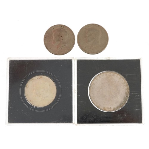 2572 - United States of America coinage including 1879 silver dollar and three half dollars