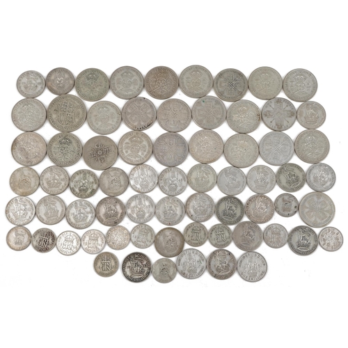 2546 - British pre decimal, pre 1947 coinage including two shillings and half crown, 470g