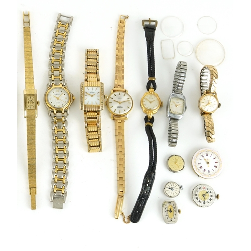 3956 - Vintage and later ladies wristwatches and movements including Oris, Timex, Accurist and Avia