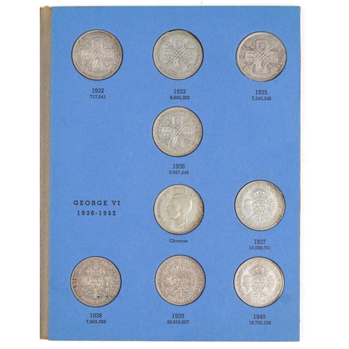 2585 - Great Britain florin coin collection housing thirty one florins, dates 1911-1940