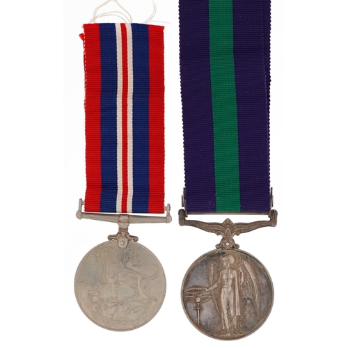 2393 - British military World War II war medal and George VI General Service medal with Palestine bar award... 