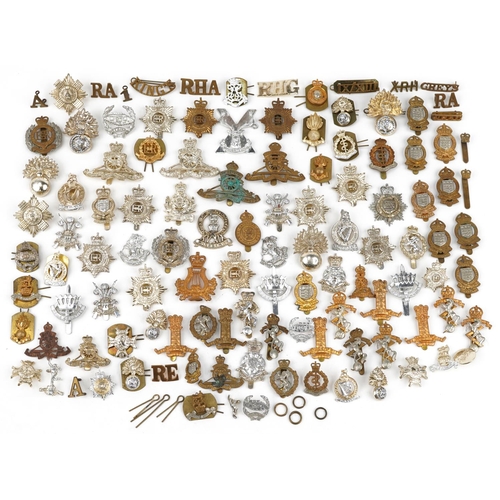 2416 - Large collection of British military interest cap badges including Yorkshire Regiment, Army Catering... 