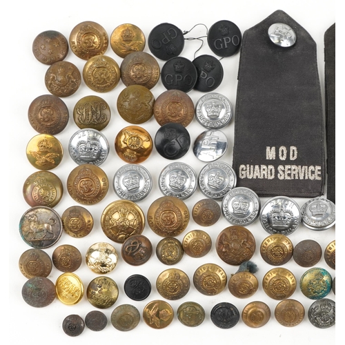 2420 - Collection of 19th century and later buttons and epaulettes, predominantly police and military inter... 