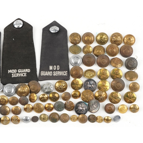 2420 - Collection of 19th century and later buttons and epaulettes, predominantly police and military inter... 