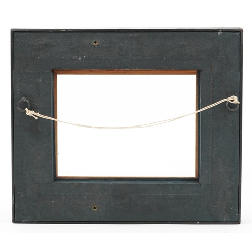 357 - 19th century Gesso frame housed in an ebonised display case with red velvet mount, overall 34cm x 29... 