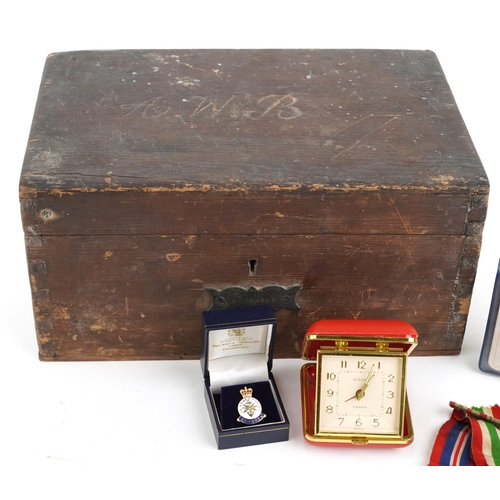 2449 - Naval interest sailor's ditty box and various militaria including three World War II medals, the dit... 