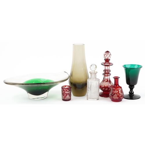 172 - 18th/19th century and later glassware including Mary Gregory scent bottle, Bohemian ruby scent bottl... 