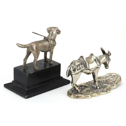 202 - Early 20th century silver plated Guide Dog award on ebonised plinth base presented to Mr H G Brittai... 