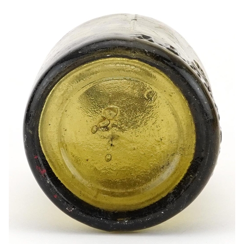 19th century green glass bottle with applied blob top advertising ...