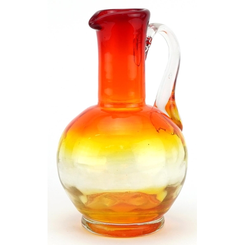 458 - Legras, French Amberina art glass Pitcher, 22cm high