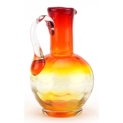 458 - Legras, French Amberina art glass Pitcher, 22cm high