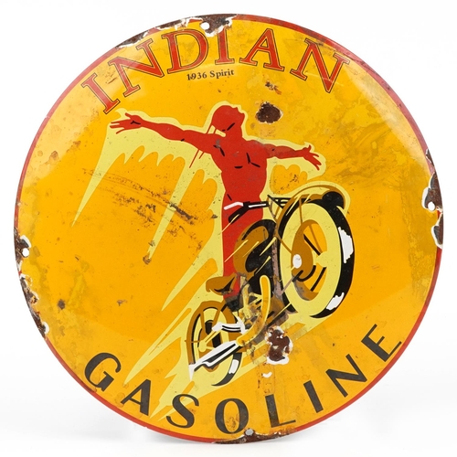 2365 - Indian Gasoline enamel advertising sign, 29.5cm in diameter