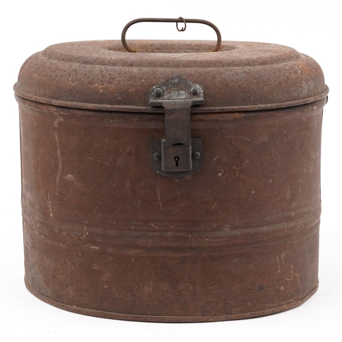 2450 - Vintage military interest hat tin, 36cm wide