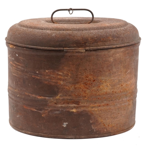 2450 - Vintage military interest hat tin, 36cm wide