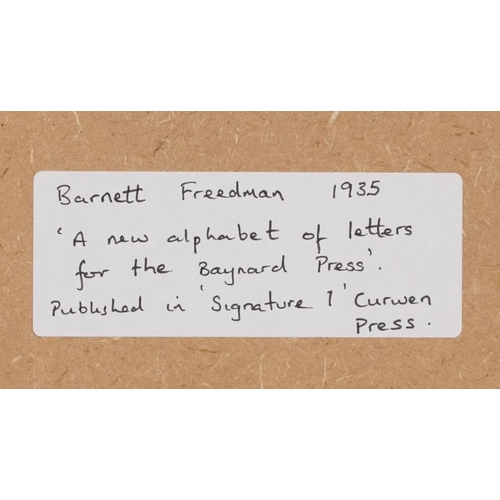 116 - Barnett Freedman - A New Alphabet of Letters for The Baynard Press, wood engraving, label verso insc... 