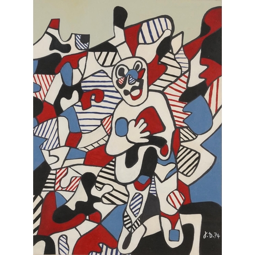 311 - Manner of Jean Dubuffet - Personnage, acrylic on heavy paper, mounted, framed and glazed, 48cm x 35c... 