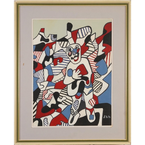 311 - Manner of Jean Dubuffet - Personnage, acrylic on heavy paper, mounted, framed and glazed, 48cm x 35c... 