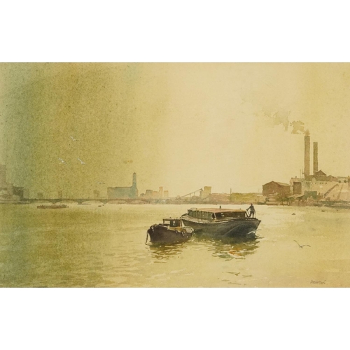 185 - Ashton Cannell - Fulham Power Station, Modern British watercolour, mounted, framed and glazed, 53cm ... 