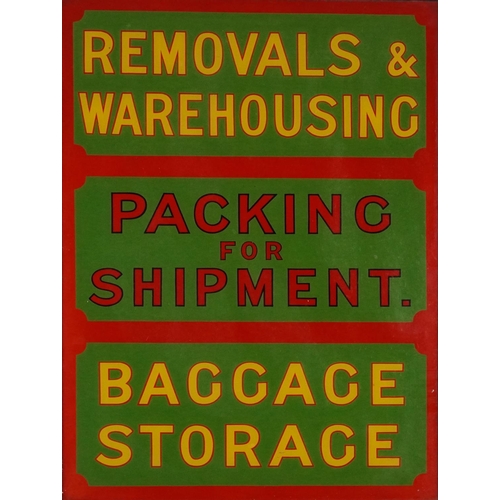 84 - Vintage Removals & Warehouse Packing for Shipment Baggage & Storage advertising sign removed from Ha... 