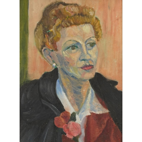 341 - Portrait of a female, French Impressionist oil on board, mounted and framed, 41cm x 29.5cm excluding... 