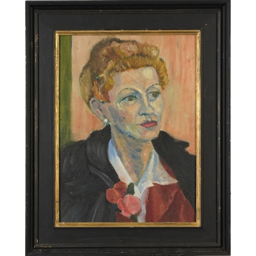 341 - Portrait of a female, French Impressionist oil on board, mounted and framed, 41cm x 29.5cm excluding... 