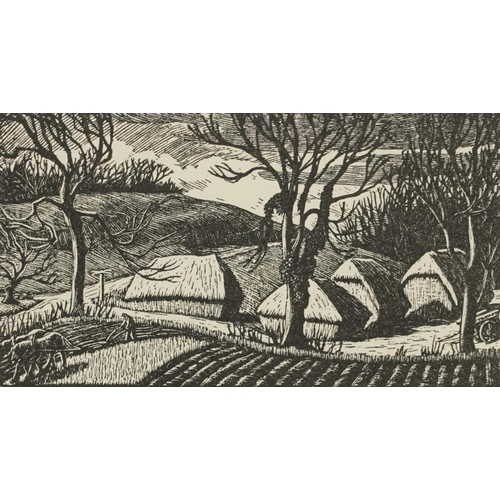 396 - Gwen Raverat - The Crossroads, wood engraving, inscribed The London Mercury 1936 verso, mounted, fra... 