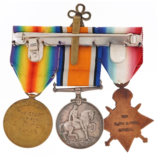 2383 - British military World War I trio with Durham Light Infantry cap badge, the trio awarded to 1916PTE.... 