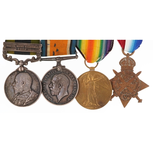 2389 - British military Edward VII and later four medal group comprising Edward VII India General Service m... 