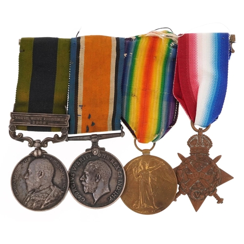 2389 - British military Edward VII and later four medal group comprising Edward VII India General Service m... 