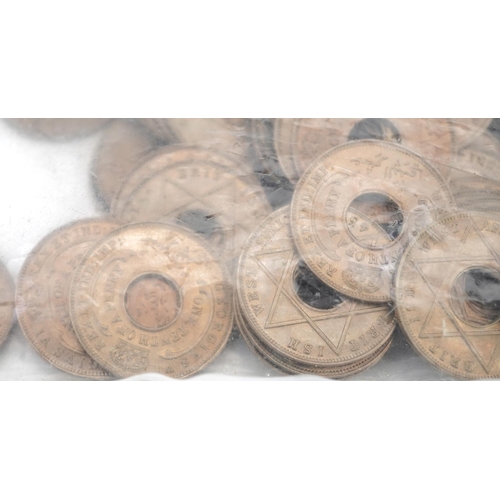 2573 - Collection of British West Africa 1945 1/10 pennies housed in a sealed bag