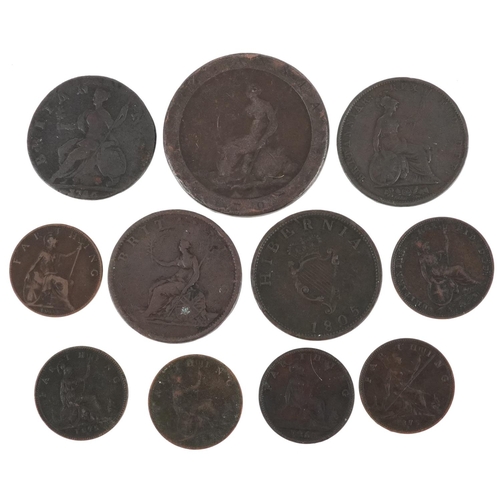 2561 - George III and later British and Irish coinage including 1805 halfpenny and farthings