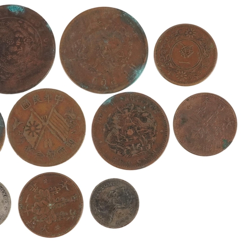 2578 - Chinese and Japanese coinage including twenty cash and ten cents