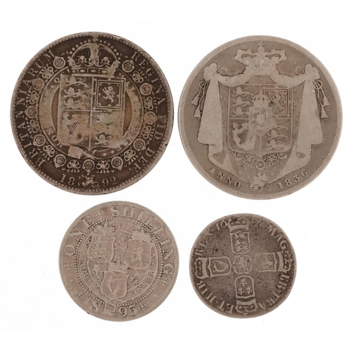 2535 - William III and later British silver coinage including William IV 1836 half crown