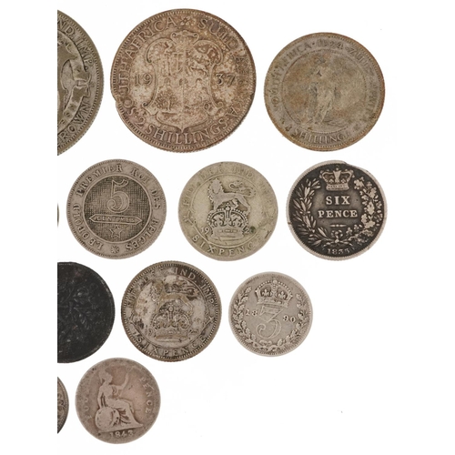 2556 - British and world coinage including Victorian 1838 Maundy twopence