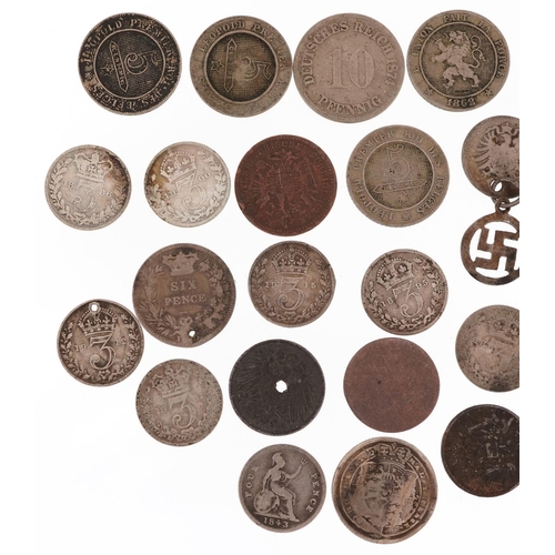 2539 - Antique and later coinage, some silver, including Queen Victoria 1900 thrupenny bit