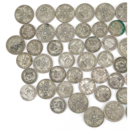 2553 - British pre decimal, pre 1947 coinage comprising shillings and two shillings, 460g