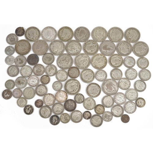 2555 - British pre decimal, pre 1947 coinage including shillings and half crowns, 552.9g