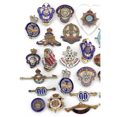 2422 - Collection of predominantly military interest pin badges and lapels including Civil Defence Corps, M... 